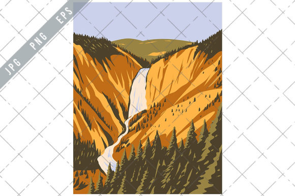 Download Lower Yellowstone Falls WPA Poster Art - Premium Bundle