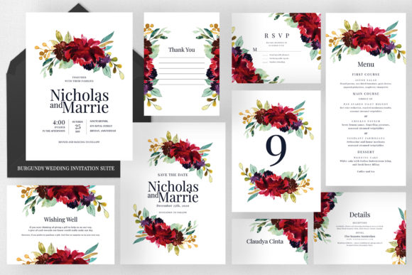 Download Burgundy - Wedding Invitation Suite - Invitation Collection