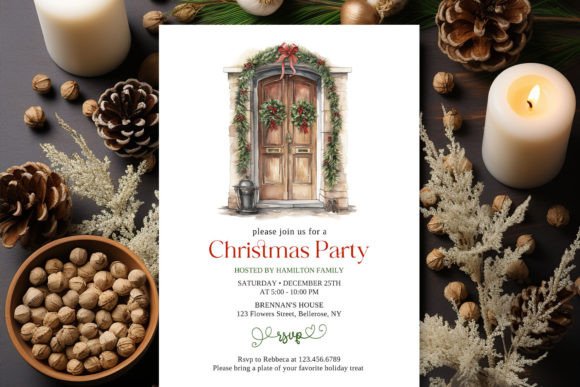 Download Rustic Wooden Door Holiday Invitation - Invitation Collection