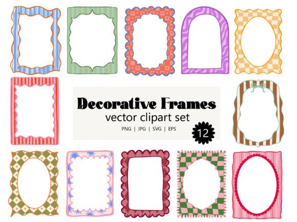 Download Decorative Retro Frames Clipart Set SVG - Decorative Collection