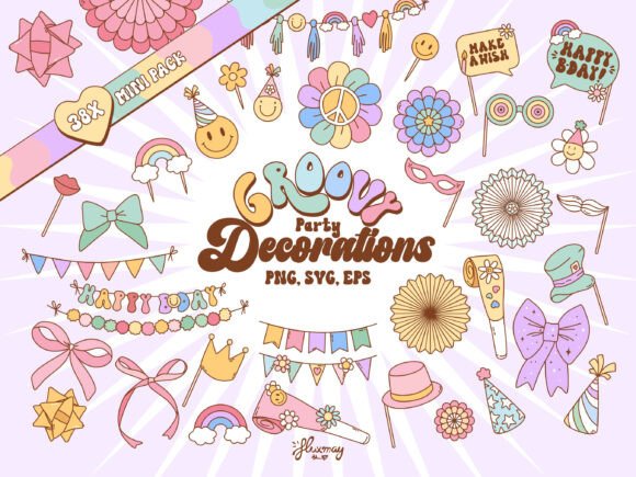 Download Groovy Retro Party Decoration Design Set - Party Collection